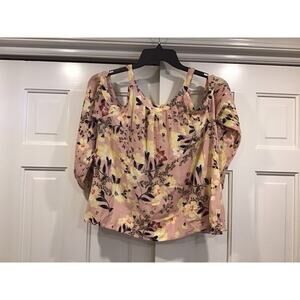 Free People Love Fire Pink Floral Textured Top Sz L Fairy Festival Boho Feminine